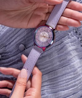 Iridescent Case Purple Genuine Leather Watch  large