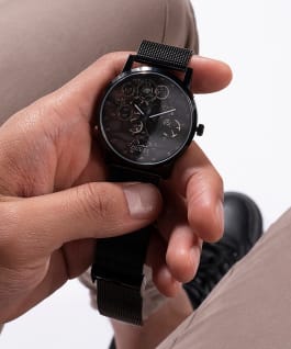 Black Case Black Mesh Watch  large