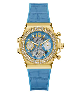 Gold Tone Case Turquoise Genuine leather/Silicone Watch  large