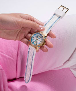 Gold Tone Case White Silicone Watch  large