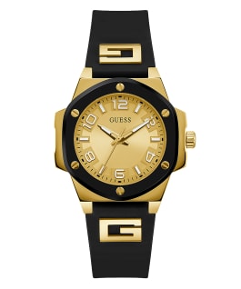 2-Tone Case Black Silicone Watch  large