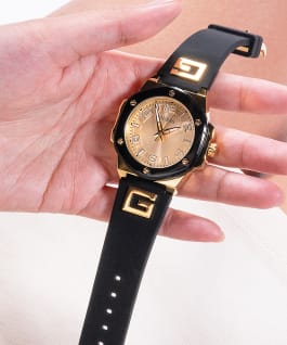 2-Tone Case Black Silicone Watch  large
