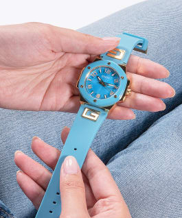 2-Tone Case Turquoise Silicone Watch  large