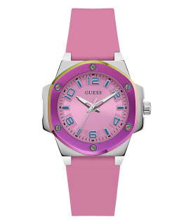2-Tone Case Pink Silicone Watch  large