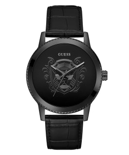 Black Case Black Leather Watch  large