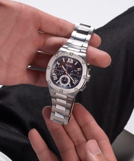 Silver Tone Case Silver Tone Stainless Steel Watch  large