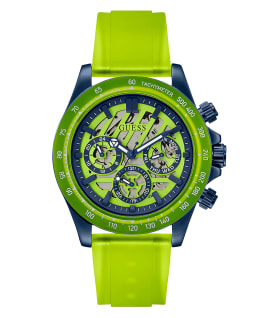 2-Tone Case Lime Green PU Watch  large