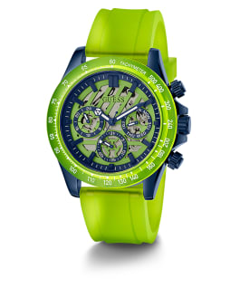 2-Tone Case Lime Green PU Watch  large