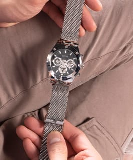 Silver Tone Case Silver Tone Mesh Watch  large