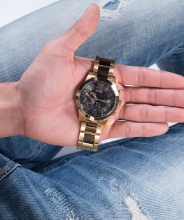 Gold Tone Case Gold Tone Stainless Steel Watch  large