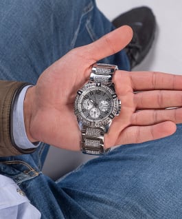 Silver Tone Case Silver Tone Stainless Steel Watch  large