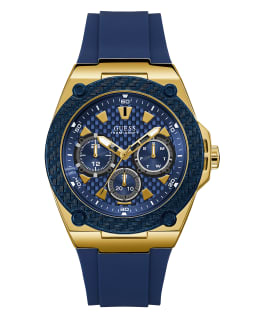 Gold Tone Case Blue Silicone Watch  large