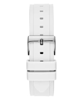 Silver Tone Case White Silicone Watch  large