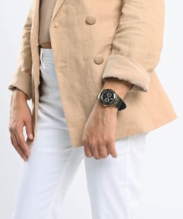 Gold Tone Case Black Silicone Watch  large