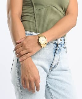 Gold Tone Case Gold Tone Stainless Steel Watch  large
