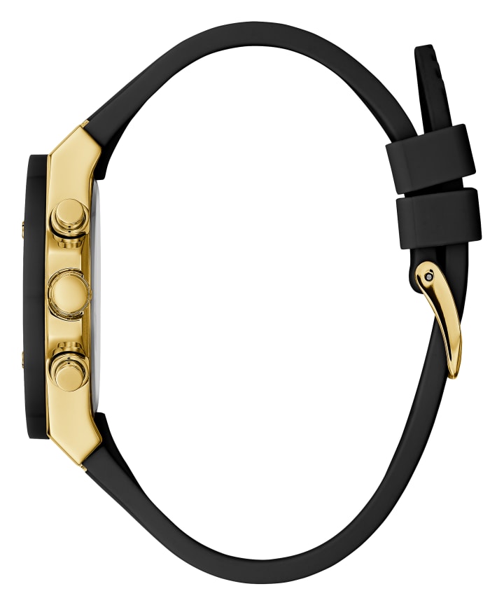 Gold Tone Case Black Silicone Watch large