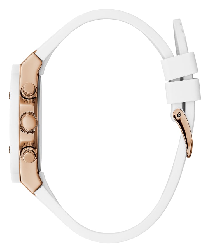 Rose Gold Tone Case White Silicone Watch large