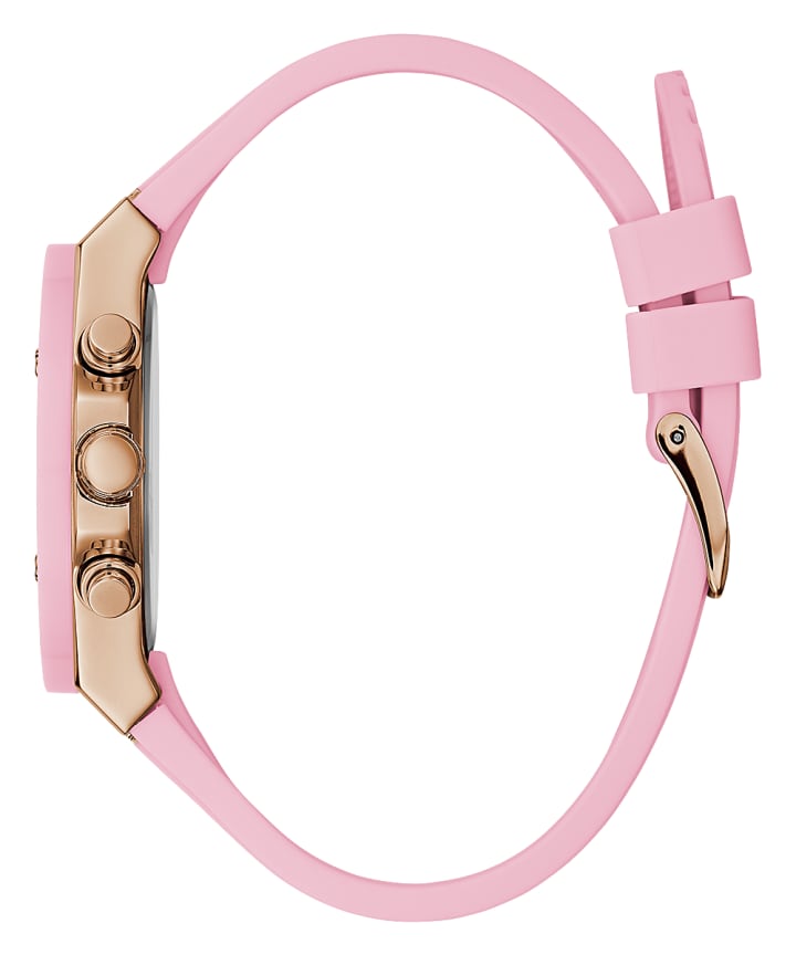 Rose Gold Tone Case Pink Silicone Watch large