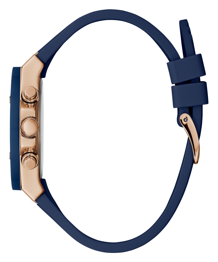 Rose Gold Tone Case Blue Silicone Watch large