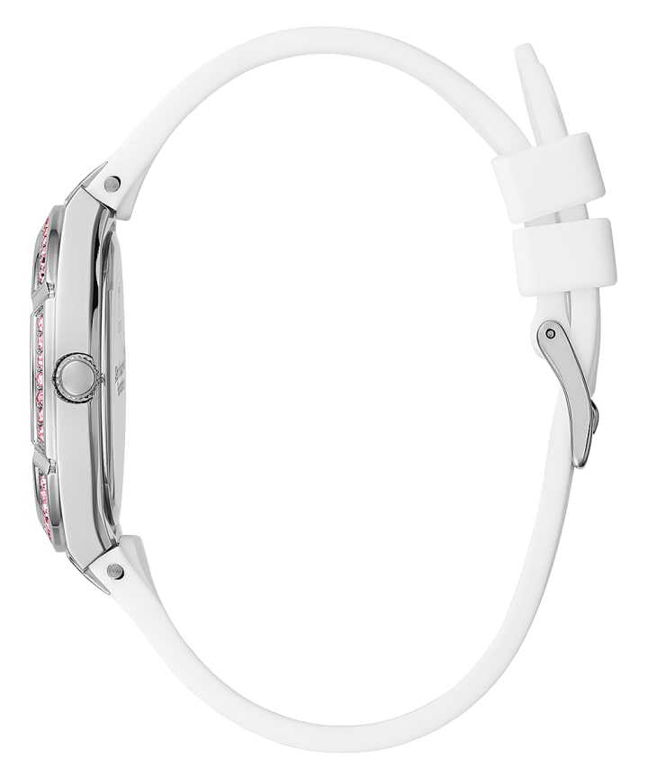 Silver Tone Case White Silicone Watch large