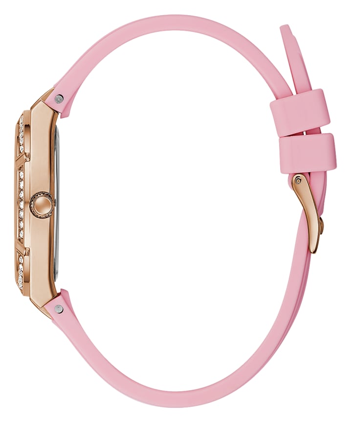 Rose Gold Tone Case Pink Silicone Watch large