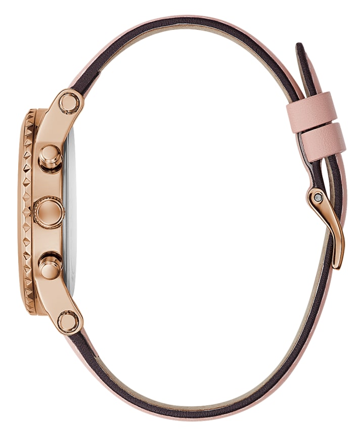 Rose Gold Tone Case Pink Genuine Leather Watch large