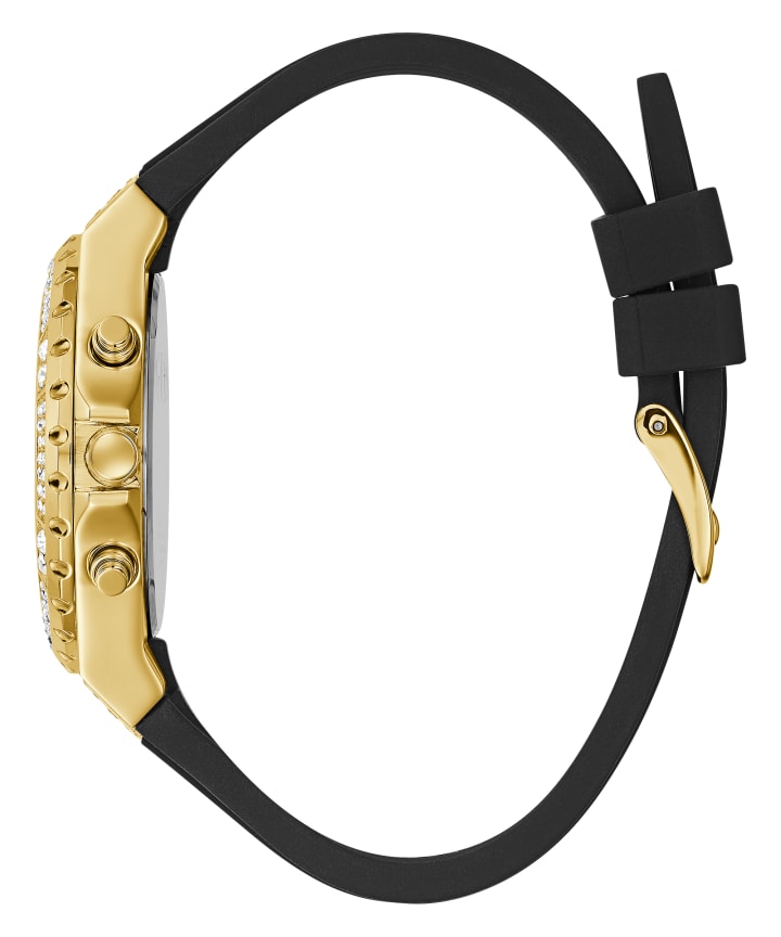 Gold Tone Case Black Silicone Watch large