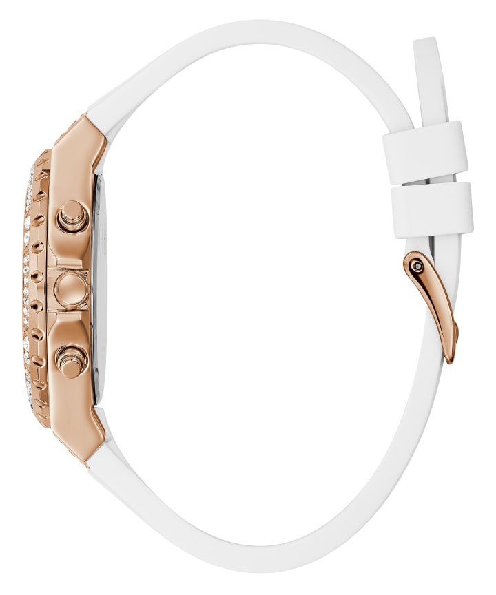 Rose Gold Tone Case White Silicone Watch large