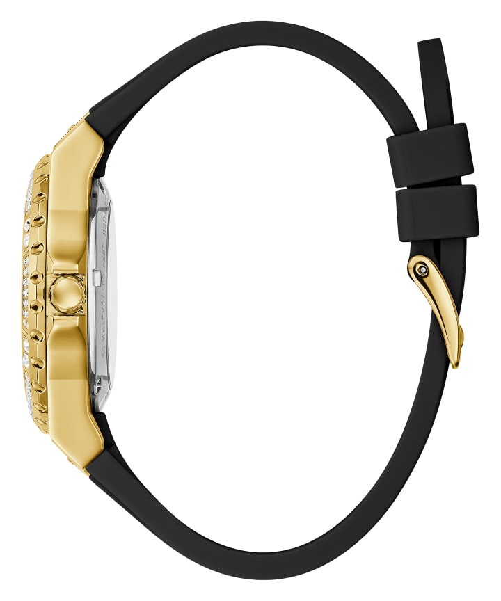 Gold Tone Case Black Silicone Watch large