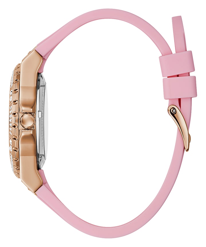 Rose Gold Tone Case Pink Silicone Watch large