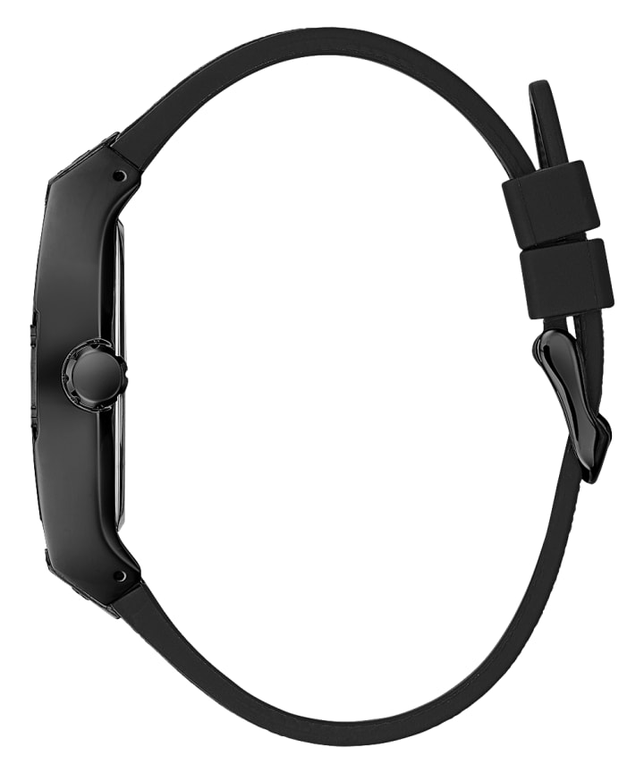 Black Case Black Genuine leather/Silicone Watch large