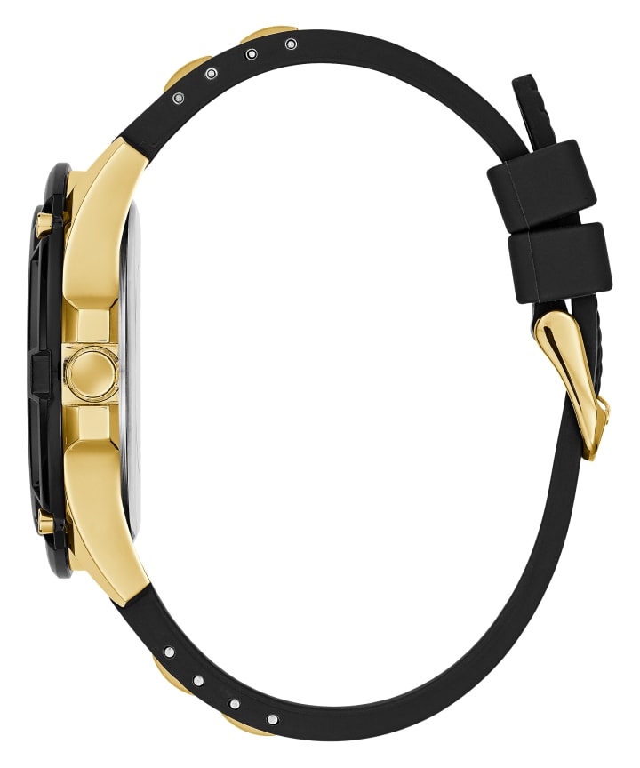 Gold Tone Case Black Silicone Watch large