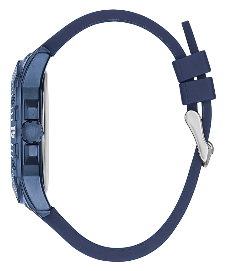 Blue Case Blue Genuine leather/Silicone Watch large
