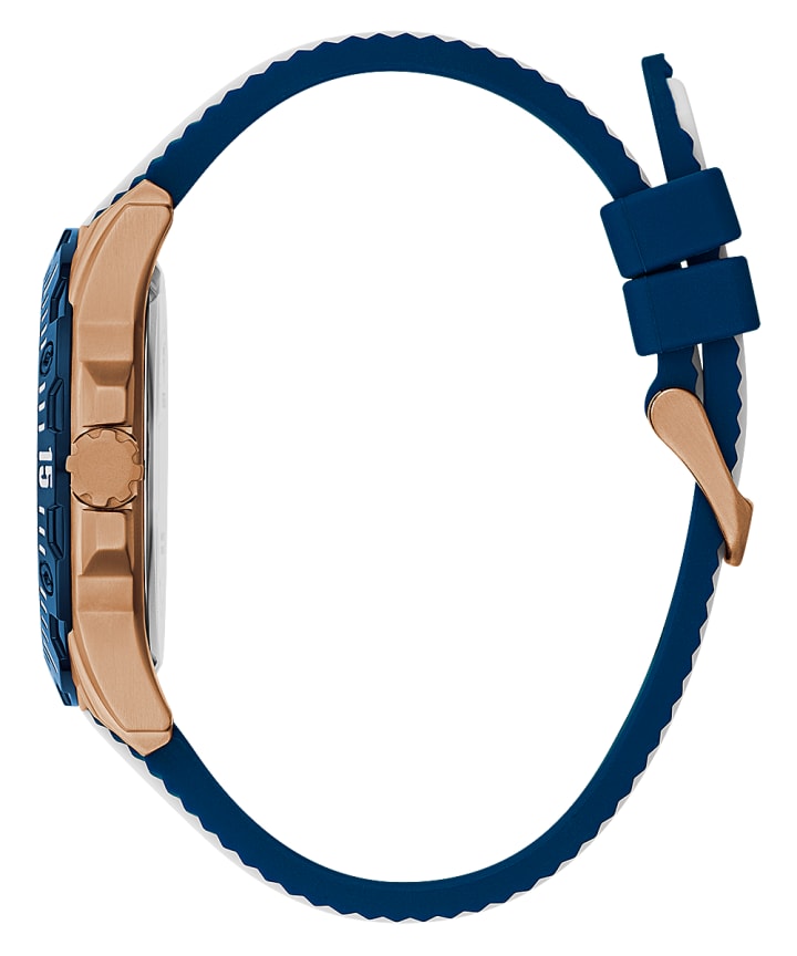 Rose Gold Tone Case Blue Silicone Watch large