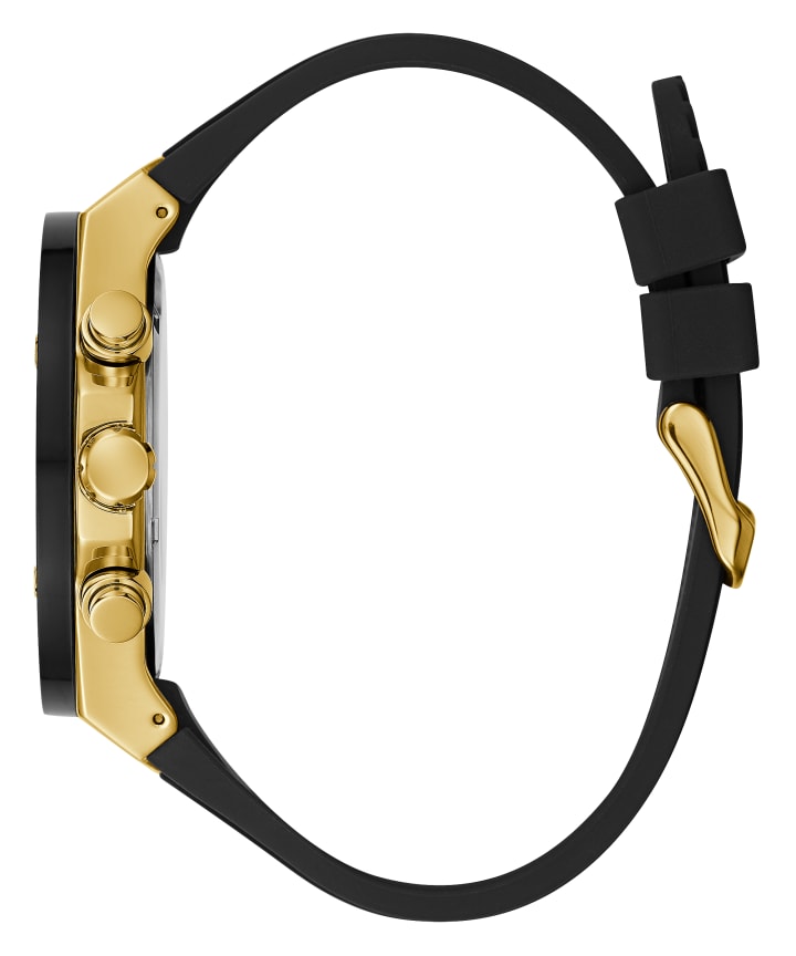 Gold Tone Case Black Silicone Watch large
