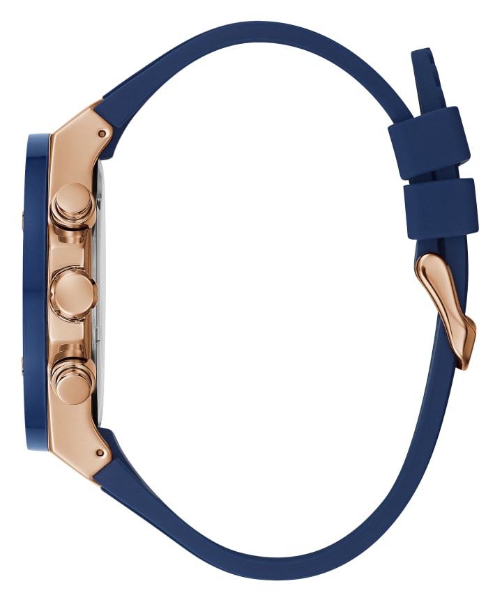Rose Gold Tone Case Blue Silicone Watch large