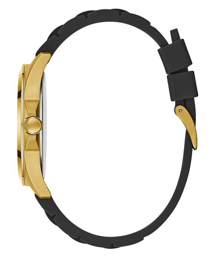Gold Tone Case Black Silicone Watch large