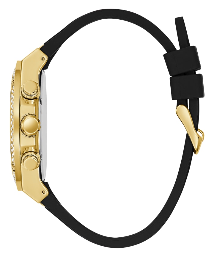 Gold Tone Case Black Silicone Watch large