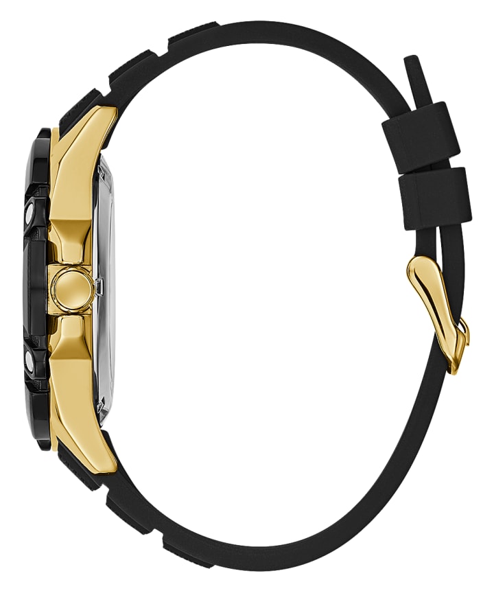 Gold Tone Case Black Silicone Watch large