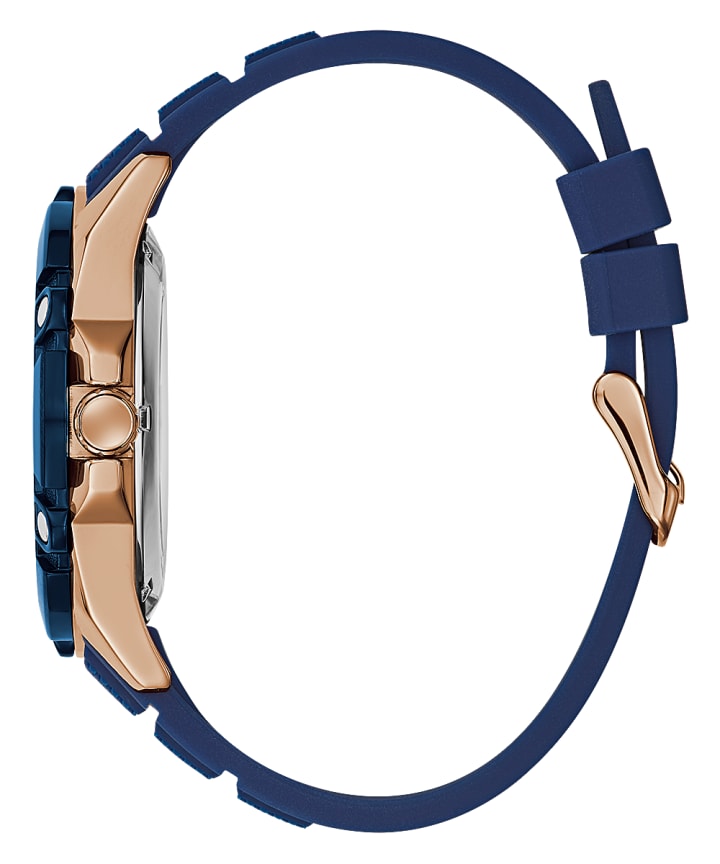 Rose Gold Tone Case Blue Silicone Watch large