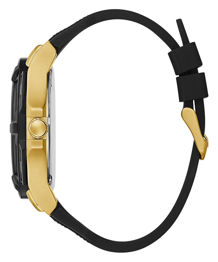 Gold Tone Case Black Silicone Watch large
