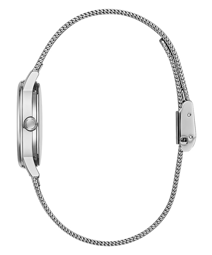 Silver Tone Case Silver Tone Stainless Steel/Mesh Watch large