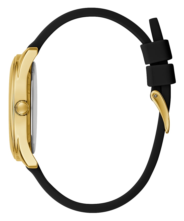 Gold Tone Case Black Silicone Watch large