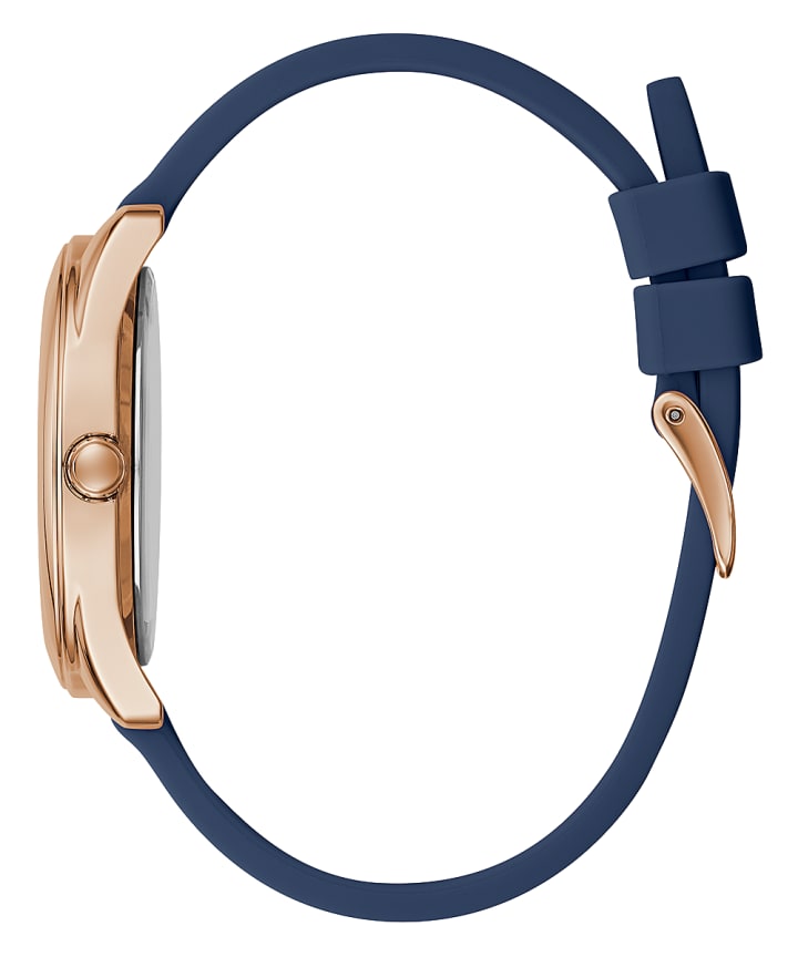Rose Gold Tone Case Blue Silicone Watch large