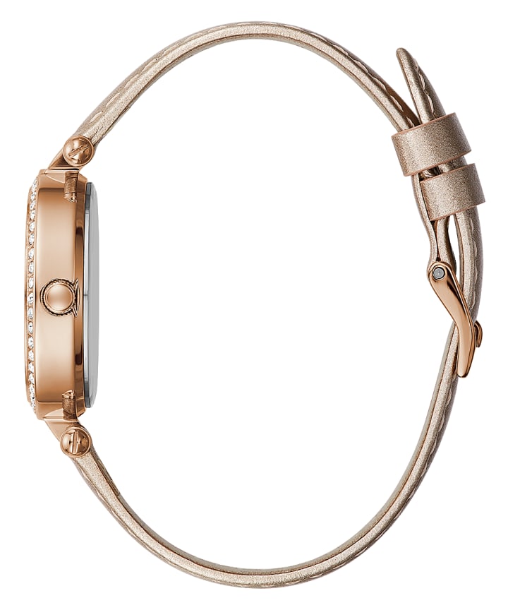 Rose Gold Tone Case Nude Genuine Leather Watch large