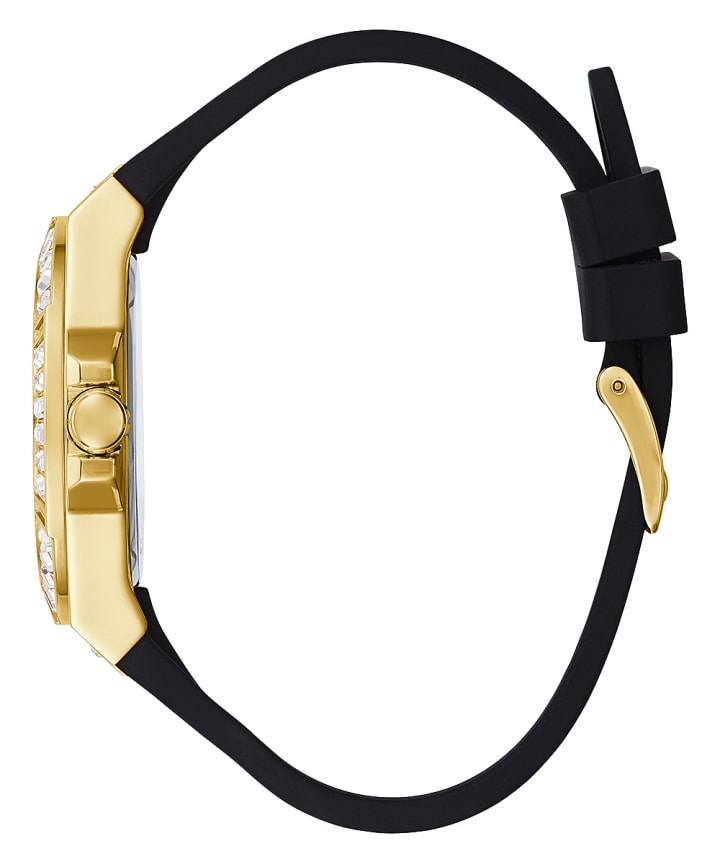 Gold Tone Case Black Silicone Watch large