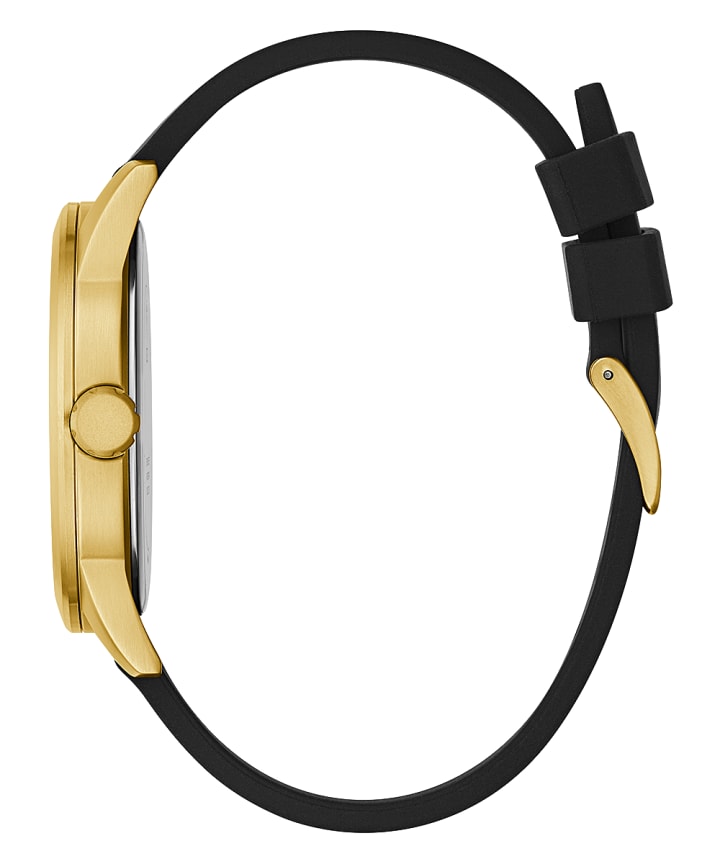 Gold Tone Case Black Silicone Watch large
