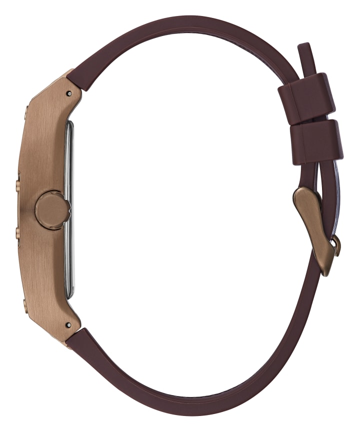 Coffee Case Brown Genuine leather/Silicone Watch large