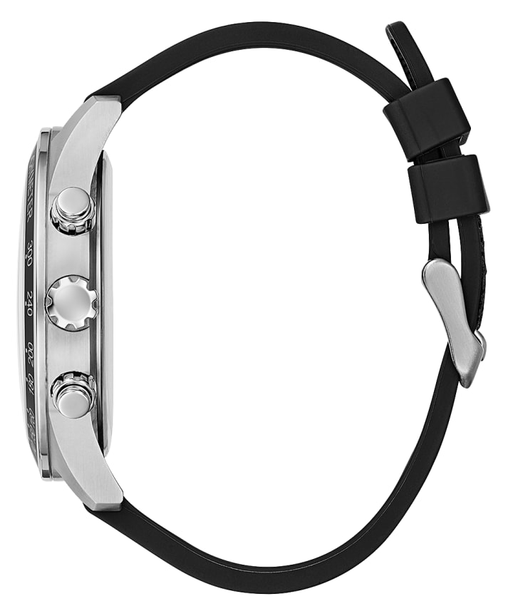 Silver Tone Case Black Nylon/Silicone Watch large