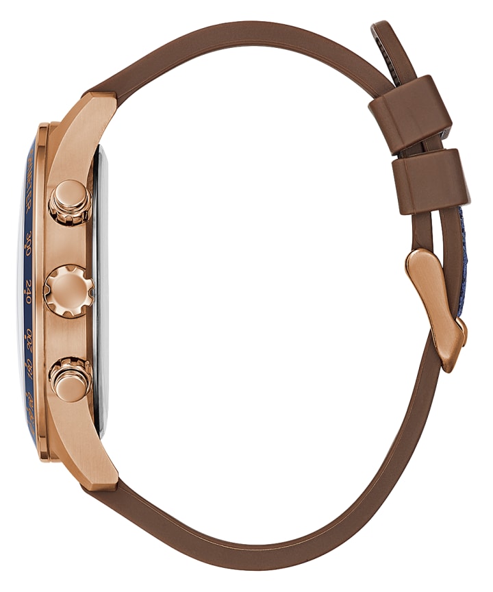 Rose Gold Tone Case Blue Nylon/Silicone Watch large